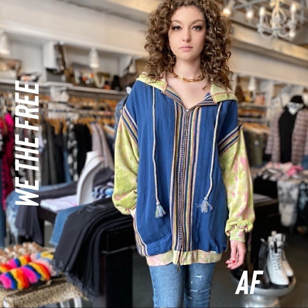 WE THE FREE LAGUNA TIE DYE EMBROIDERED HOODIE ZIPPER NWT SIZE XS/S